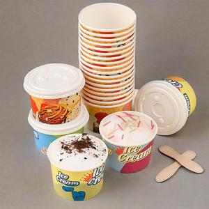 Gobelet en papier pour crème glacée à prix avantageux avec couvercle en papier, design personnalisé, logo, bol à crème glacée pour desserts froids - Product Image 3