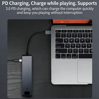 Expédition rapide, Hub USB C 7 en 1 avec RJ45 LAN Gigabit Ethernet, 4K HDMI, SD TF pour ordinateurs portables professionnels, périphériques informatiques, station d'accueil