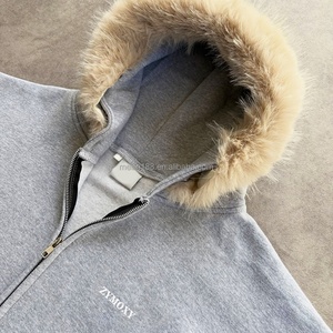 OEM Custom Detachable <b>Button</b> up Fur Hoodie Zip up Jackets Oversized Heavyweight 100% Cotton High Quality Hoodies Manufacturer - Product Image 2