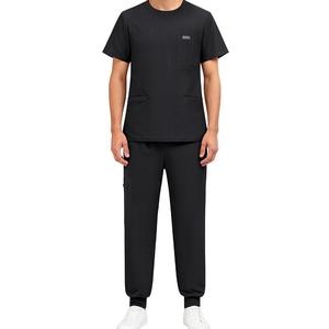 Men's Gray Scrub <b>Set</b> With Pocket Top And Cargo Pants Hospital Uniform Stretch Medical Workwear For <b>Doctors</b> Nurses - Product Image 4