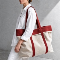 Sac fourre-tout en coton surdimensionné avec fermeture éclair et bandoulière, grande capacité, motif lettres, pour les trajets quotidiens et multi-usages