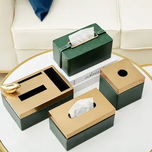 럭셔리 홈 액세서리 홈 장식 자동차 pu 티슈 종이 상자 인테리어 장식 쇼 금속 장식품 홈 장식