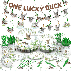 Assiettes en papier de haute qualité, écologiques et très vendues, pour fêtes d'anniversaire d'enfants sur le thème du <span class=keywords><strong>canard</strong></span> <span class=keywords><strong>vert</strong></span> - Product Image 6