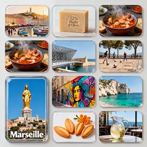 <span class=keywords><strong>Marseille</strong></span> Thème 3D Art Déco Réfrigérateur Aimants Résine Artisanat Décoration Maison Souvenir Les Calanques Vieux Port <span class=keywords><strong>Pastis</strong></span> Pétanque - Product Image 6