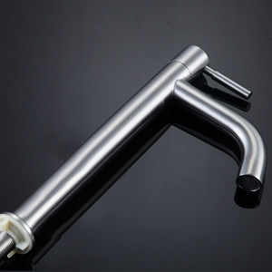 Modern <b>Single</b> Handle <b>Basin</b> Faucet 304 Stainless Steel Deck Mounted <b>Single</b> Hole Hot Cold Water <b>Tap</b> - Product Image 2