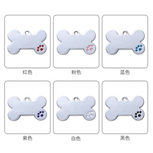 Hợp kim kẽm vật nuôi thương hiệu keo bóng xương tag hai mặt khắc Dog ID tag kim loại vật nuôi tag cổ áo phụ kiện có thể được khắc - Product Image 4