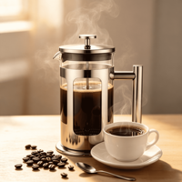 Cafetière à piston en verre borosilicate écologique 1000 ml, résistante à la chaleur, transparente, avec filtre en acier inoxydable