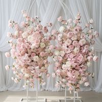 Panneau d'arche de fleurs artificielles en soie rose imprimé numériquement, longueur 4 pieds, modèle Unique FA-10, pour toile de fond de mariage, vente en gros de luxe