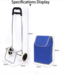 Chariot de courses pliable portable personnalisé avec sac en tissu Oxford amovible, chariot d'épicerie portable à 2 roues pour supermarchés - Product Image 6