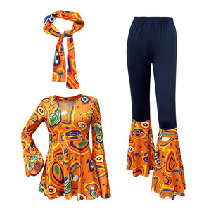 الهيبي النساء كرنفال حفلة هالوين خمر مزهرة 70s80s روك الهيب هوب ديسكو الرجعية تأثيري الزي - Product Image 2