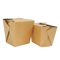 Boîte à nouilles jetable en kraft à fond carré, sans PFAS, anti-fuite, de qualité alimentaire, pour ramen et pâtes, vente en gros OEM en vrac