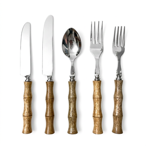 Traditional Wooden Handle Flatware Set With Stainless Steel <b>Knife</b> Fork And Spoon High Mirror Polish Dishwasher <b>Safe</b> Cutlery - Product Image 1