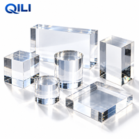 Bloc de présentation en acrylique transparent personnalisé pour bijouterie, magasin de détail, vitrine, bloc de présentation en acrylique transparent, cube de présentation, panneau