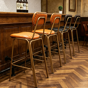 Tabouret de bar en métal industriel moderne avec coussin en cuir PU pour hôtel, cuisine, <span class=keywords><strong>salle</strong></span> à <span class=keywords><strong>manger</strong></span>, salon - Product Image 1