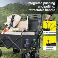 Chariot de camping tout-terrain professionnel pliable et étanche, robuste, pour le transport extérieur et les courses