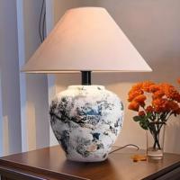 ENSEMBLE français bleu et blanc café étude bureau lampe de Table en céramique chambre lampe de bureau pas de Base extérieur 75cm haute lampe