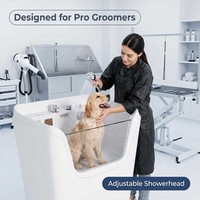 ALFAPET R-06 Baignoire Spa pour Animaux de Compagnie en Acrylique avec Massage à Bulles, Ozone, Lumière LED Colorée, Machine de Toilettage Multifonctionnelle pour Chiens et Chats