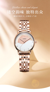 Montre-bracelet pour femmes, élégante, en cuir véritable, étanche, bracelet en métal massif, Guangzhou - Product Image 5
