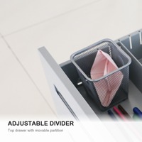 Armoire de classement mobile à 3 tiroirs gris argenté avec serrure, meuble de bureau en métal