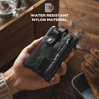Portefeuille de voyage anti-RFID en nylon, porte-cartes avec fenêtre d'identification et poches zippées, logo personnalisé
