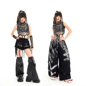 Conjunto <span class=keywords><strong>de</strong></span> Pantalones Cortos y Chaleco <span class=keywords><strong>de</strong></span> Lentejuelas Brillantes con Diamantes para Niñas, Traje <span class=keywords><strong>de</strong></span> Danza Jazz para Actuaciones en Grupo, Ropa <span class=keywords><strong>de</strong></span> Danza <span class=keywords><strong>de</strong></span> Tela Dobby <span class=keywords><strong>de</strong></span> Poliéster - Product Image 3