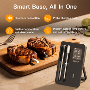 Thermomètre à <span class=keywords><strong>viande</strong></span> <span class=keywords><strong>sans</strong></span> <span class=keywords><strong>fil</strong></span> en acier inoxydable à double <span class=keywords><strong>sonde</strong></span>, thermomètre numérique intelligent Bluetooth pour grillades, étanche IP67 - Product Image 2