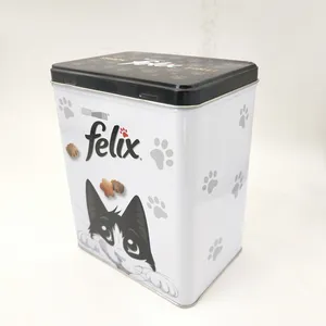 Custom Food Grade Tin Box Larger Cat Design Cookie Tin For Food Packaging