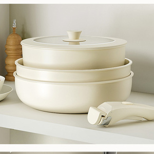 Juego de Utensilios de Cocina Premium con Mango Desmontable, Sartén Antiadherente de Cerámica, Olla <span class=keywords><strong>para</strong></span> Leche, Wok <span class=keywords><strong>para</strong></span> Saltear con Tapa de Vidrio <span class=keywords><strong>para</strong></span> Cocina de Inducción - Product Image 6