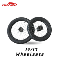 Roues à rayons HSKABIN 14/17 pouces pour moto électrique Yozma Strike Shadow, supermotard, roues de route, pneus noirs