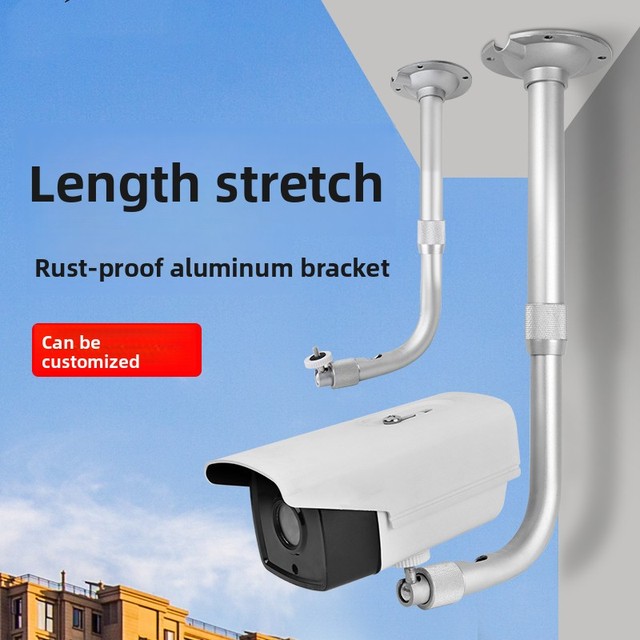 Surveillance Camera Telescopic Bracket Indoor Outdoor Use; Compatible Bullet Dome Cameras Made Aluminum Alloy Universal Mounting