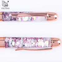 TTX stylos à bille de sport Logo personnalisé nouveau Design or Rose feuille liquide flottant bricolage stylos à paillettes pour la Promotion de cadeaux