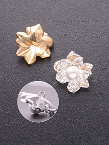Chất Lượng Cao Cấp Vàng Bạc Kim Loại Hoa Hình Nút Thanh Lịch Ngọc Trai Chèn Thời Trang Quần Áo Phụ Kiện Đánh Bóng Xuất Sắc - Product Image 3