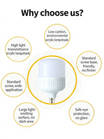 Ampoule LED à économie d'énergie, culot B22, 5W-50W, usage résidentiel, 85-265V, 3000K/6500K, certifiée CE, 25000 heures, SMD 2835, IRC 80