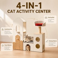 Arbre d'activités pour chat avec griffoir, coussin moelleux pour jouer, se reposer et se cacher