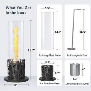 Db Modern <b>Tabletop</b> Fire Pit Glass Bio Ethanol Fuel Garden Decoration <b>Outdoor</b> <b>Heater</b> Eco Friendly Black - Product Image 5