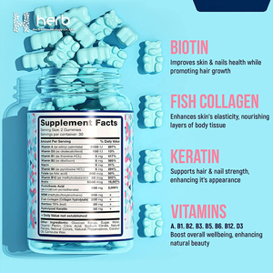 Private Label Ondersteuning Haar Huid En Nagel Groei Multivitamine Verhelderende Huid Whitening <span class=keywords><strong>Gummy</strong></span> Collageen Gummies - Product Image 5
