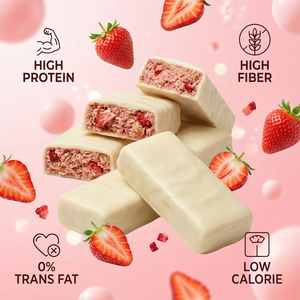 Barres protéinées bio OEM pour adultes, format snack 12g, substitut de repas, saveur fraise et strudel - Product Image 1