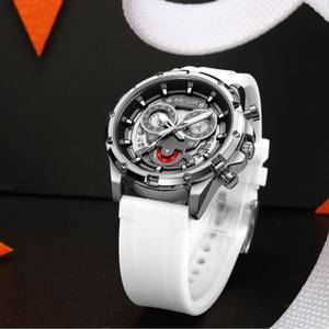MEGIR 2248 montre à Quartz de luxe pour hommes boîtier en alliage cadran en verre bracelet en Silicone étanche chronographe sport décontracté lumineux - Product Image 5