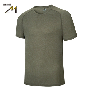 T-shirt de gymnastique à manches courtes élastique personnalisé pour hommes coupe ajustée entraînement décontracté haut de fitness surdimensionné col en O tricoté - Product Image 1
