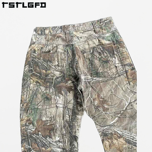 Cổ Điển Tùy Chỉnh Ngụy Trang Vải Twill Bông Quần Xếp Chồng Lên Nhau Quần Chân Rộng Săn Bắn Đôi Đầu Gối Camo Hàng Hóa Thực Cây Quần Người Đàn Ông - Product Image 4