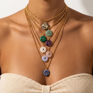 Collar Haomi de Estilo Bohemio con Banda de Diamantes <span class=keywords><strong>y</strong></span> Piedra Natural, Collar Étnico Vintage con Hebilla de la <span class=keywords><strong>Paz</strong></span> - Product Image 1