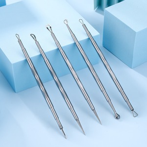 Aiguille anti-acné en acier inoxydable, extracteur de points noirs, nettoyeur de pores et outil de pressage des boutons pour resserrer les pores, marque Rose Milare - Product Image 1