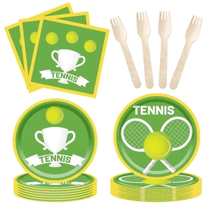 ชุดจานกระดาษ ผ้าเช็ดปาก และอุปกรณ์จัดเลี้ยงธีมเทนนิส DAMAI ขายดี สำหรับ 10 ท่าน - Product Image 1