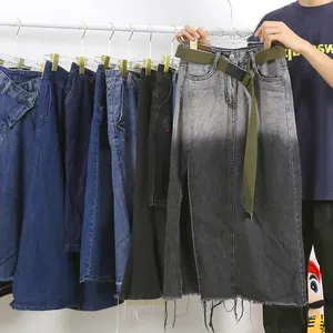 Puyi Sử Dụng Quần Áo Sẵn Sàng Để Tàu Denim Cô Gái Váy Thứ Hai Tay Quần Áo Trong Số Lượng Lớn