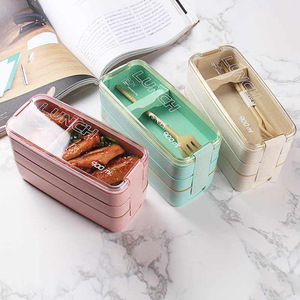 Divided Bento Box with Tableware for Adults Kids Students Portable Lunch Box Leakproof Food Storage <b>Containers</b> - Product Image 1