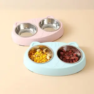 Macaron - Comedero Doble de Plástico para Mascotas, Bandeja para Comida y Agua para Cachorros y Perros, Accesorios para Alimentación de Gatos - Product Image 3