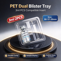 Vente en gros d'usine en stock : Insert de blister pour flacon de 3 ml et 10 ml, boîtier d'emballage intérieur en plastique PVC pour flacon en verre