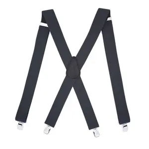 新奇男士正式x形状4夹纯黑色弹性可调吊带