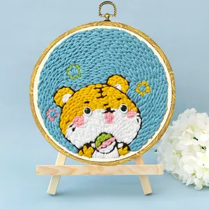 Handmade Punch Needle Kit para Adultos Com Padrões Do Zodíaco Chinês Boi para Decoração De Casa ou Presente Em Tecido De Algodão - Product Image 2