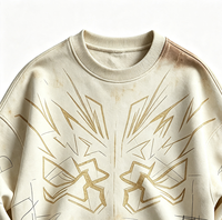 Sudadera Faded Crew con estampado DTG Kornit de contorno de tótem en tono dorado, bajo con efecto ombré marrón, estilo casual minimalista streetwear